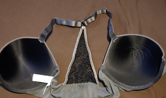 Curve Muse , 34DD Elegant padded, Gray Lace Racerback Bra. - Picture 4 of 4